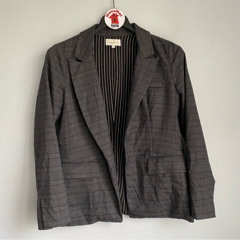 Skies Are Blue Black Plaid Blazer Jacket Size L